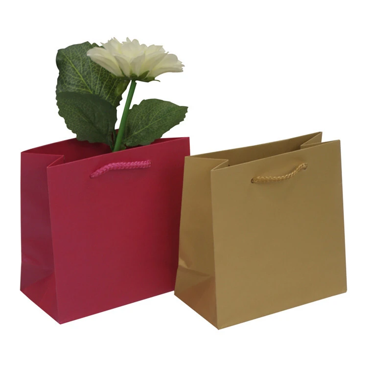 Custom recycle craft shopping packing kraft paper bag with rope handle 1