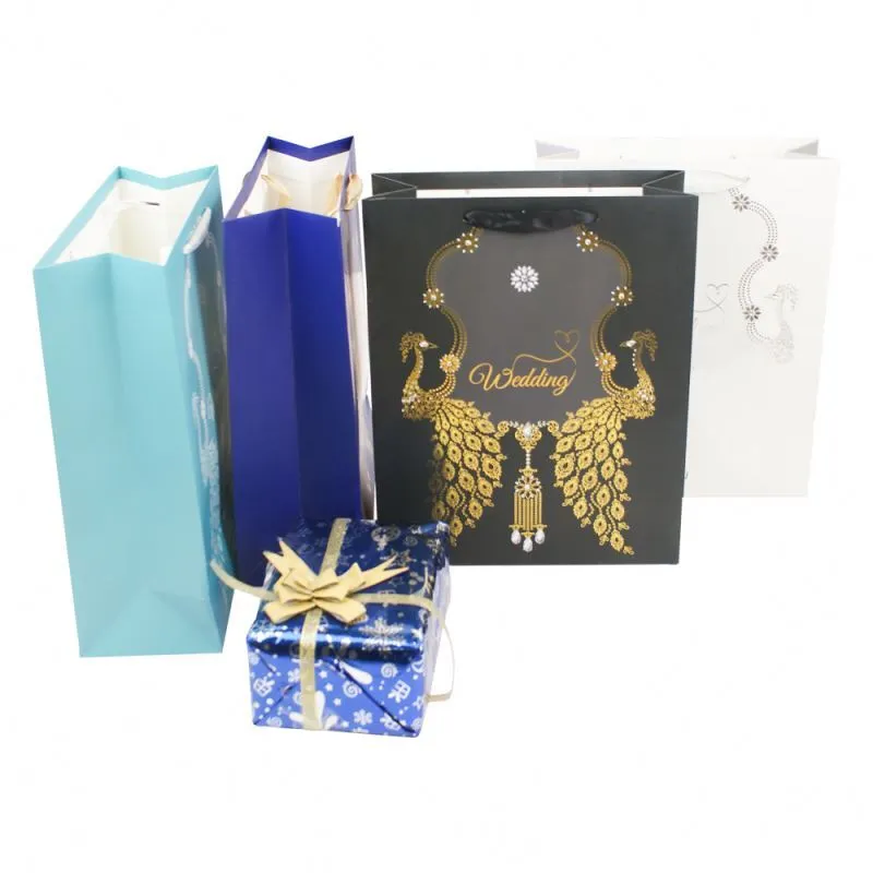 Professional made fancy luxury recyclable shopping paper bags with rope handles 1
