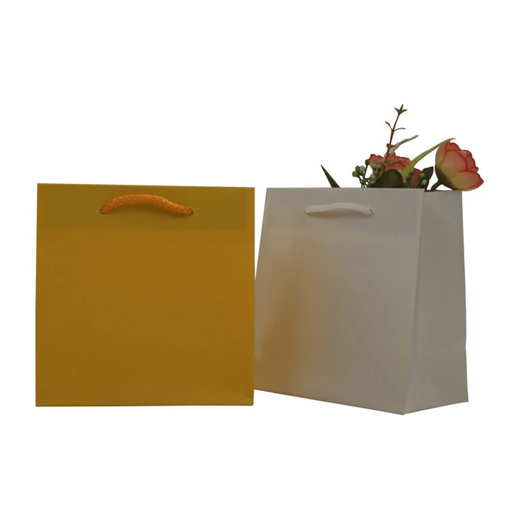 La aduana imprimió la bolsa de papel de Kraft del regalo de las compras del color sólido del reciclaje con las manijas 2