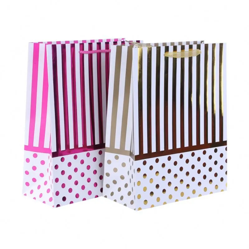 Modern style promotional logo paper bag custom logo paper bag with ribbon handle 1