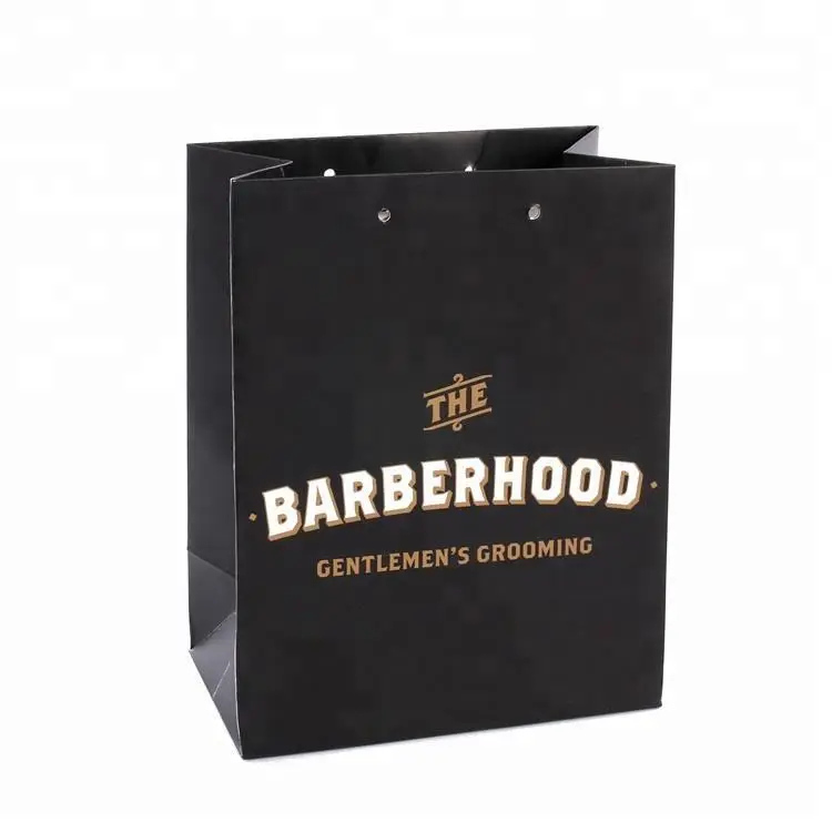 Wholesale Custom Logo Foldable Durable Black Paper Shopping Bag 1