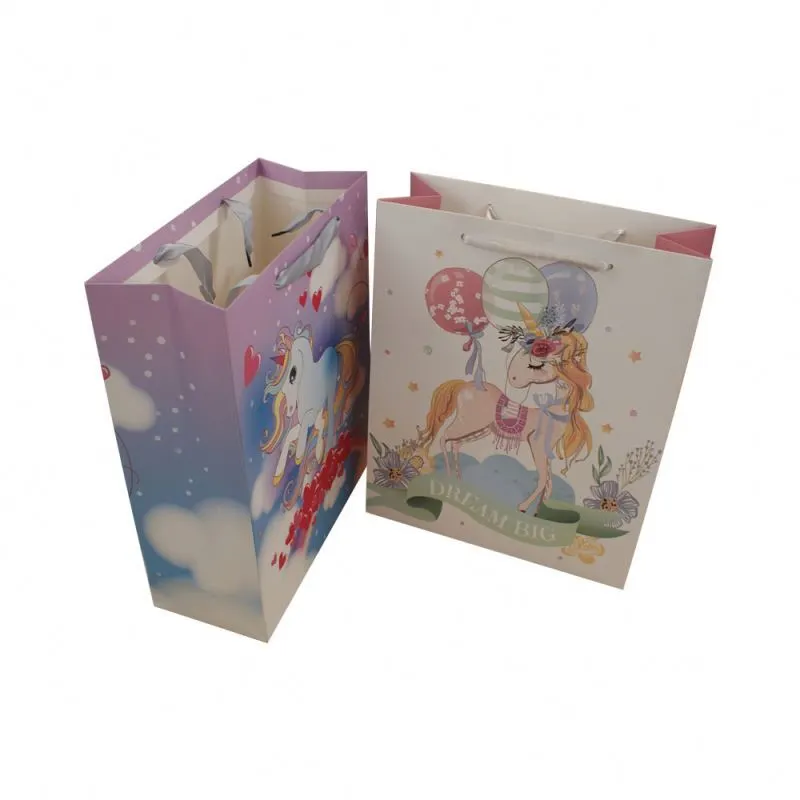 Favorable price best ivory board paper luxury gift unicorn custom size paper bags 1