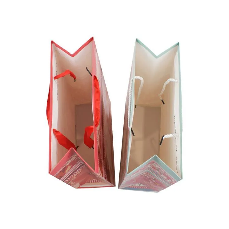 Favorable price uv craft fashion paper bag floral uv printed paper bags 1
