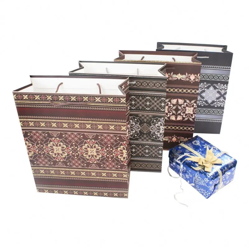 Sac à provisions en papier d'emballage de fournisseur professionnel, sac cadeau en papier floral sur mesure 1