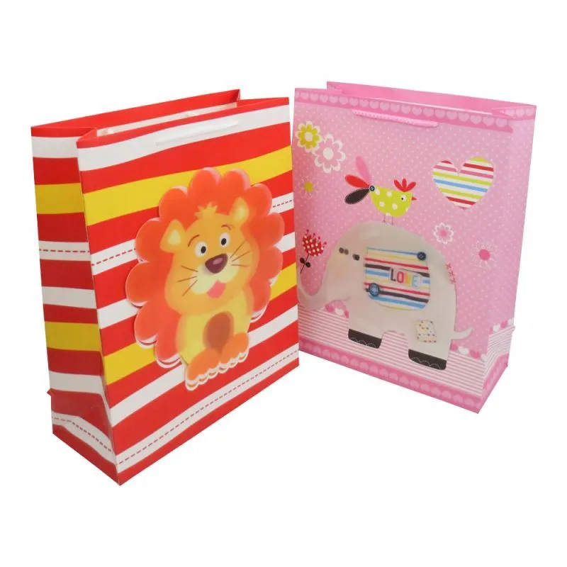 Favorable price kids gift bag 3d fashion gift paper bag with rope handles 1