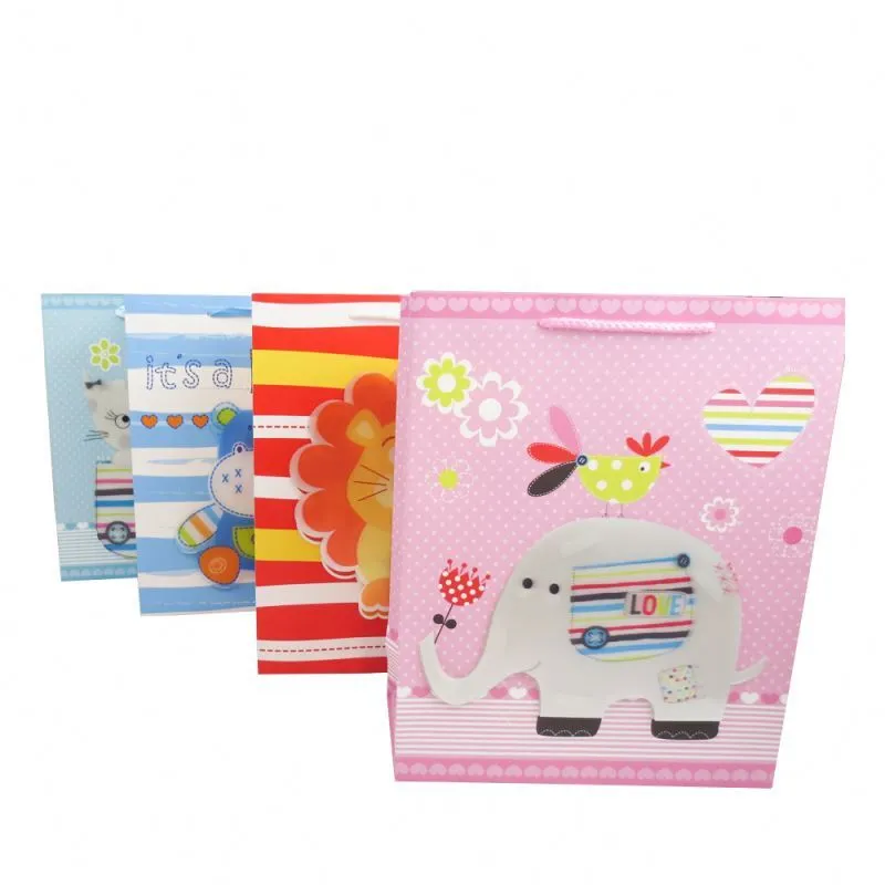 2019 Factory Wholesale Cartoon pattern Gift Paper Bag,Recyclable 3D Craft Paper Bag 1