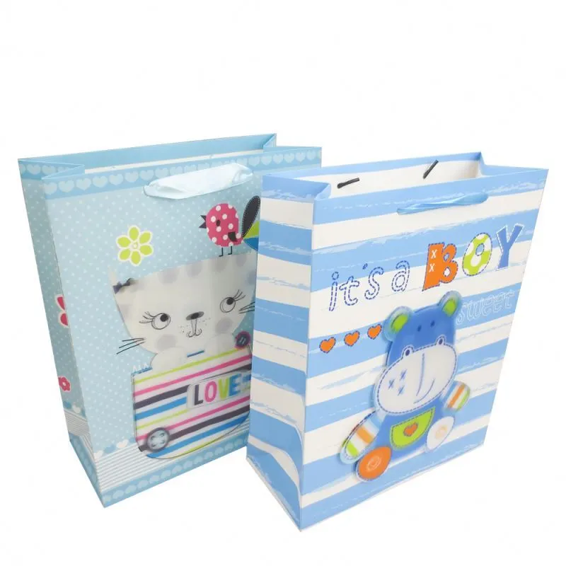 Wholesale paper shopping gift bag, custom eco-friendly 3d packaging paper bag 1