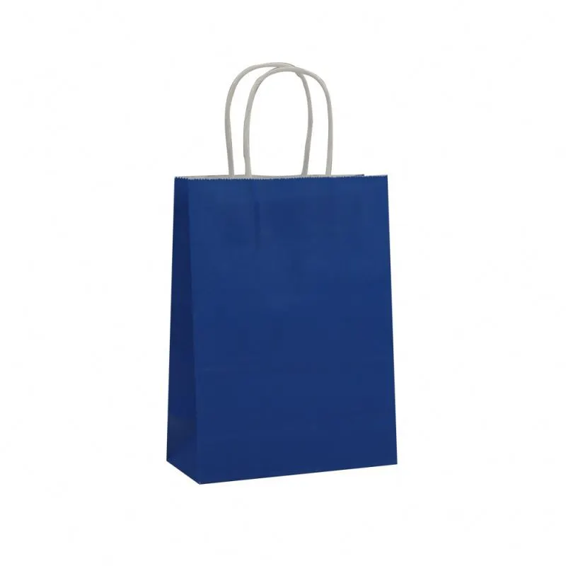 Simple design color kraft bag cheap handle kraft gift bag 1