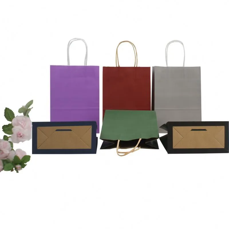 Most popular big kraft paper bag multicolor kraft bag paper withtwisted paper handle 1
