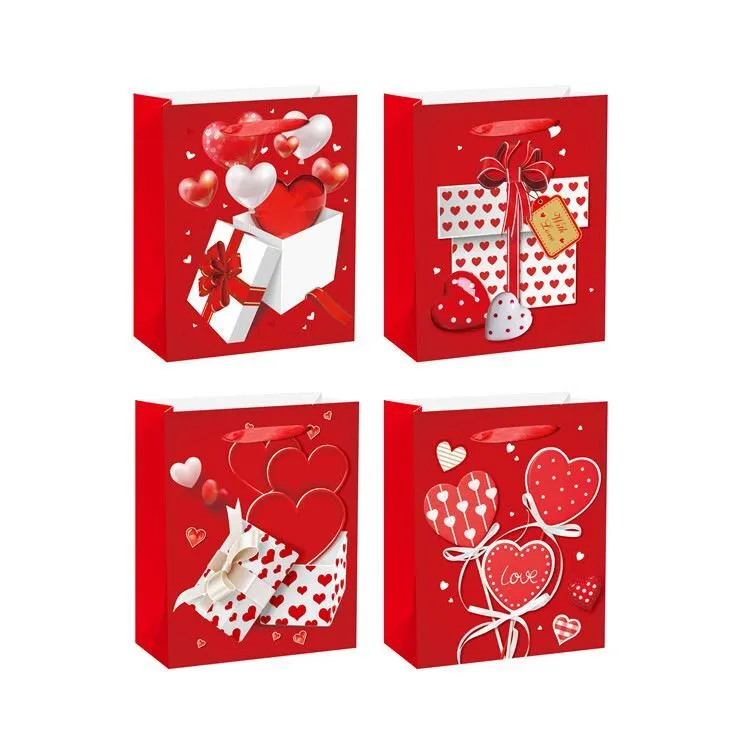 Borsa di carta artigianale di San Valentino dallo stile attraente, delicata borsa di carta personalizzata 2
