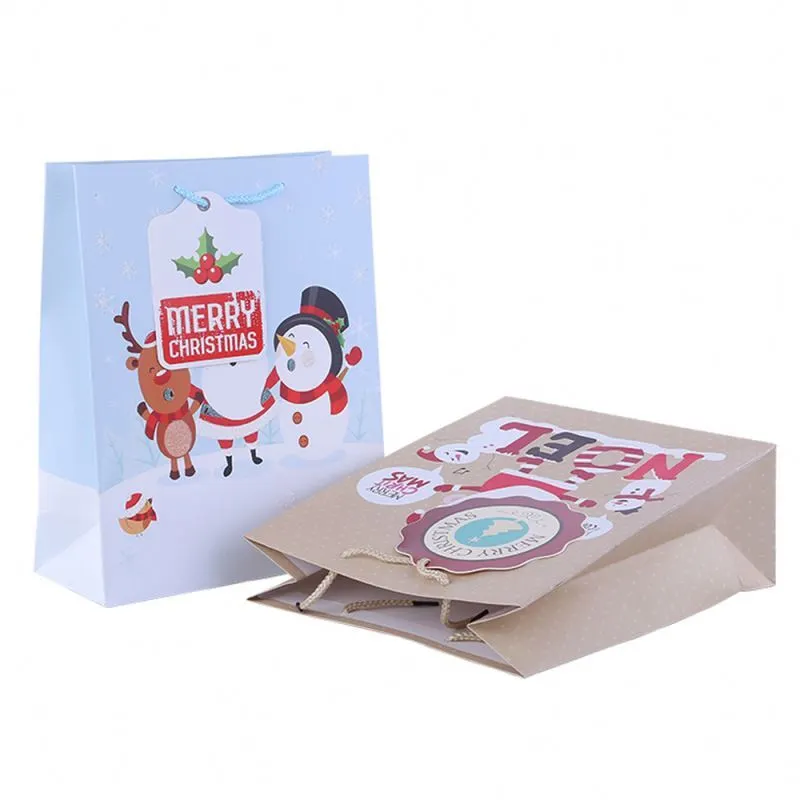 Custom printed logo christmas gift kraft paper jewelry shopping paper bag shopping bags 1