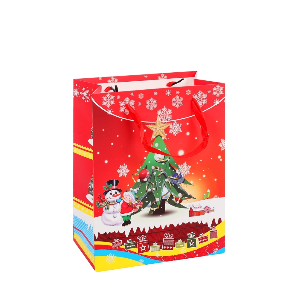 2019 تصميم جديد بسيط صديق للبيئة قابل لإعادة الاستخدام أحمر ثلج عيد الميلاد أكياس الورق اليد 1