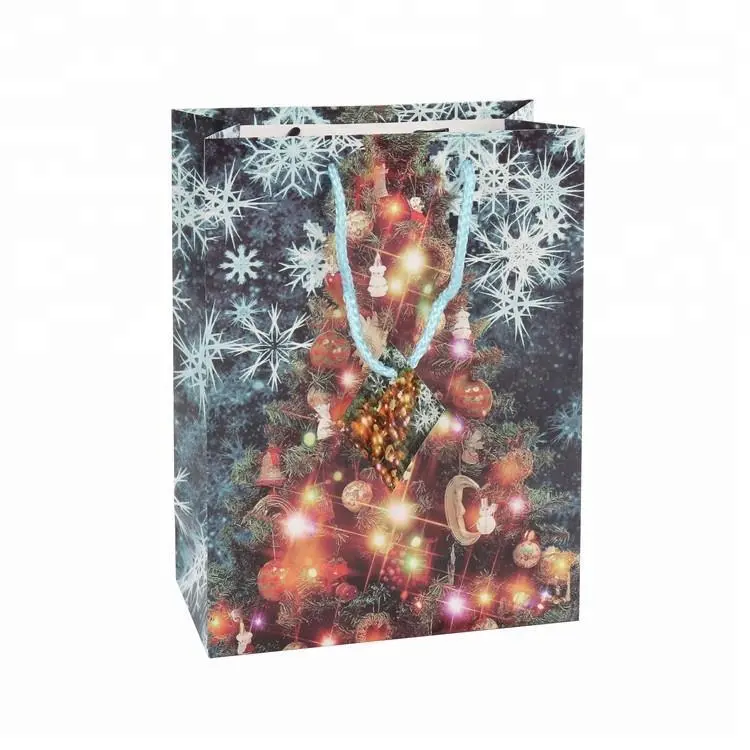 Big Discount Luxury Foldable Christmas Gift Paper Bag With Kraft Rope Handle 1