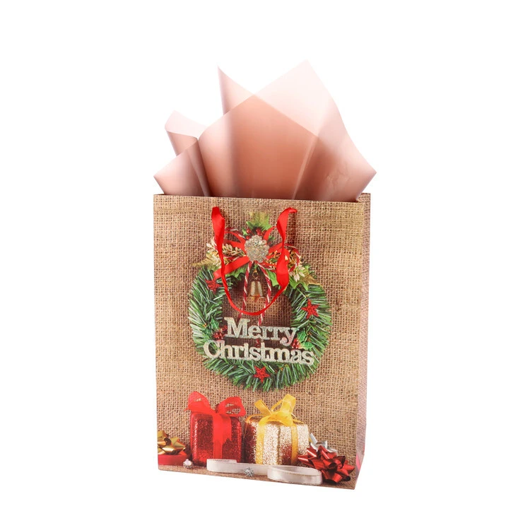 Wholesale Eco-friendly Cheap Brown Shopping Bag Portable Christmas Paper Gift Bags With Handle 1