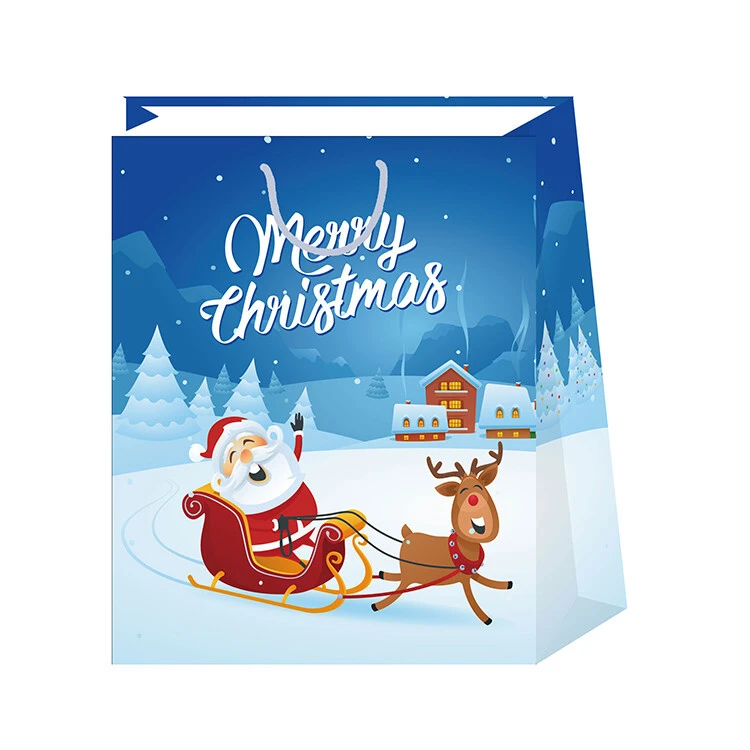 El logotipo personalizado respetuoso del medio ambiente de lujo del nuevo estilo personalizó la bolsa de regalo de papel de la Navidad del totalizador del regalo de las compras 1