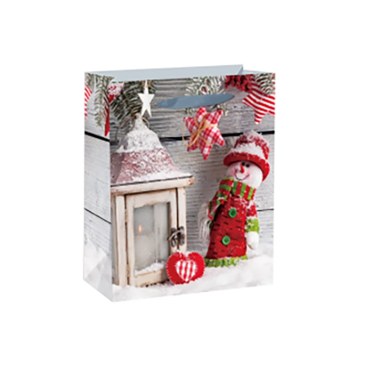 Customized Handmade Print Christmas Gift Paper Bags With Ribbon Handles1 1