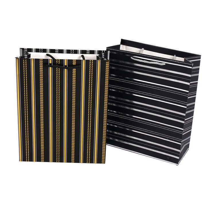 New Design Handmade Eco-Friendly Mini Small Black Stripe Crafts Kids Paper Bag 1