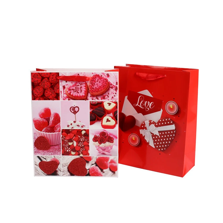 Customized Party Favors Red Present Tote Packaging Paper Chinese Wedding Gift Bag With Handle 1