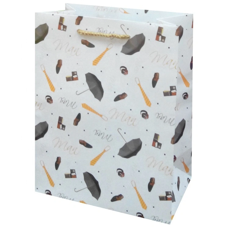 Custom Logo Printed Fashion Eco-friendly Coffee Packaging Paper Bags With Rope Handles 1