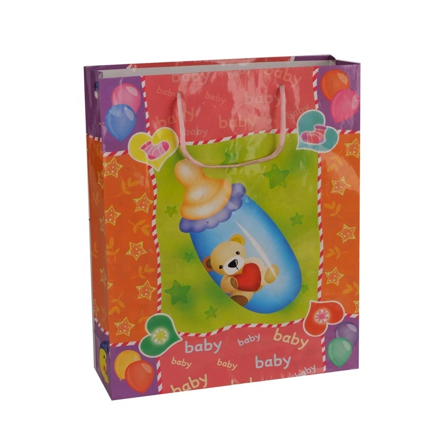 Top Quality Reusable Printing Folding Baby Shower Gift Paper Bag For Kid 1