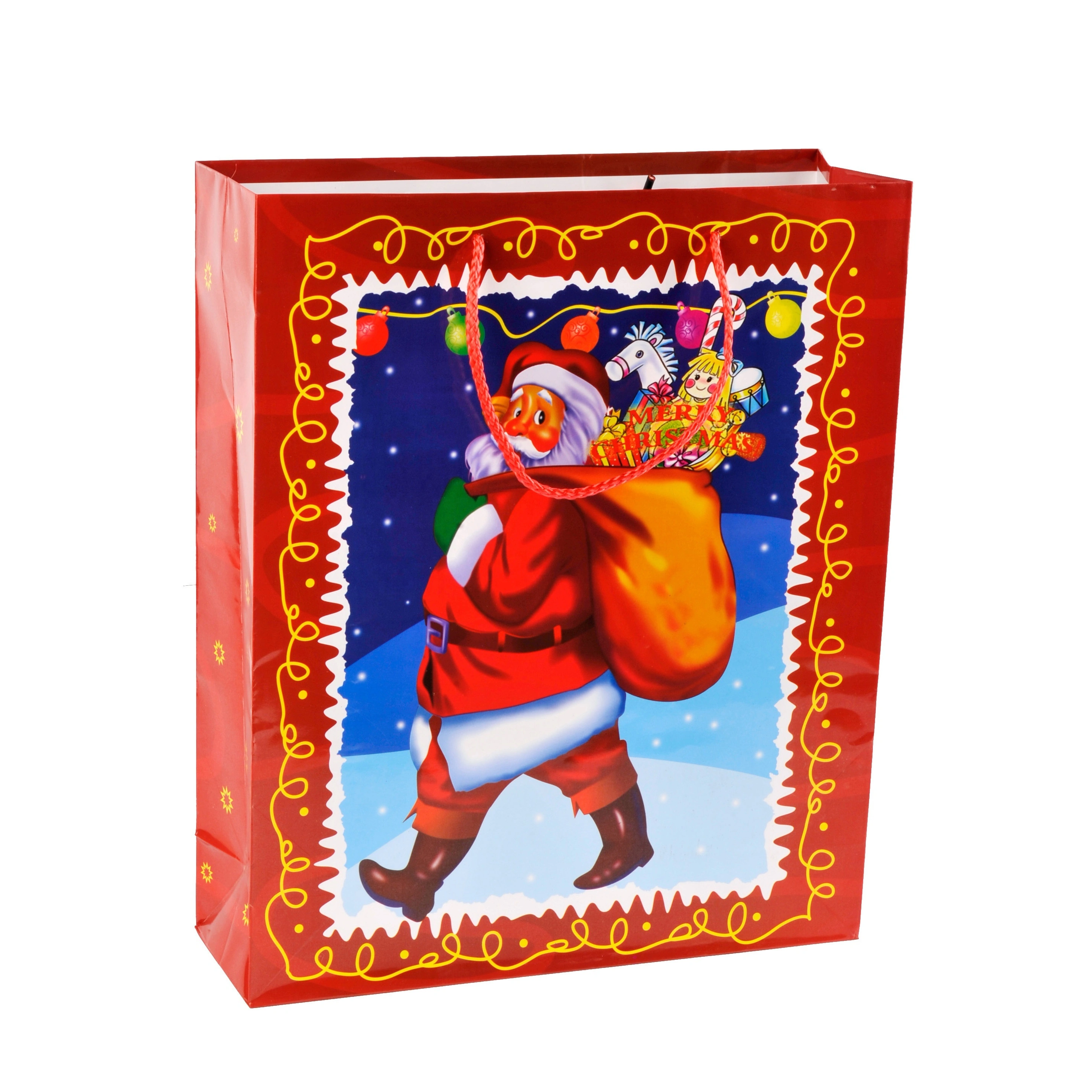 Fashion Snowman Print Kids Party Gift Christmas Paper Bags With Rope Handles 1