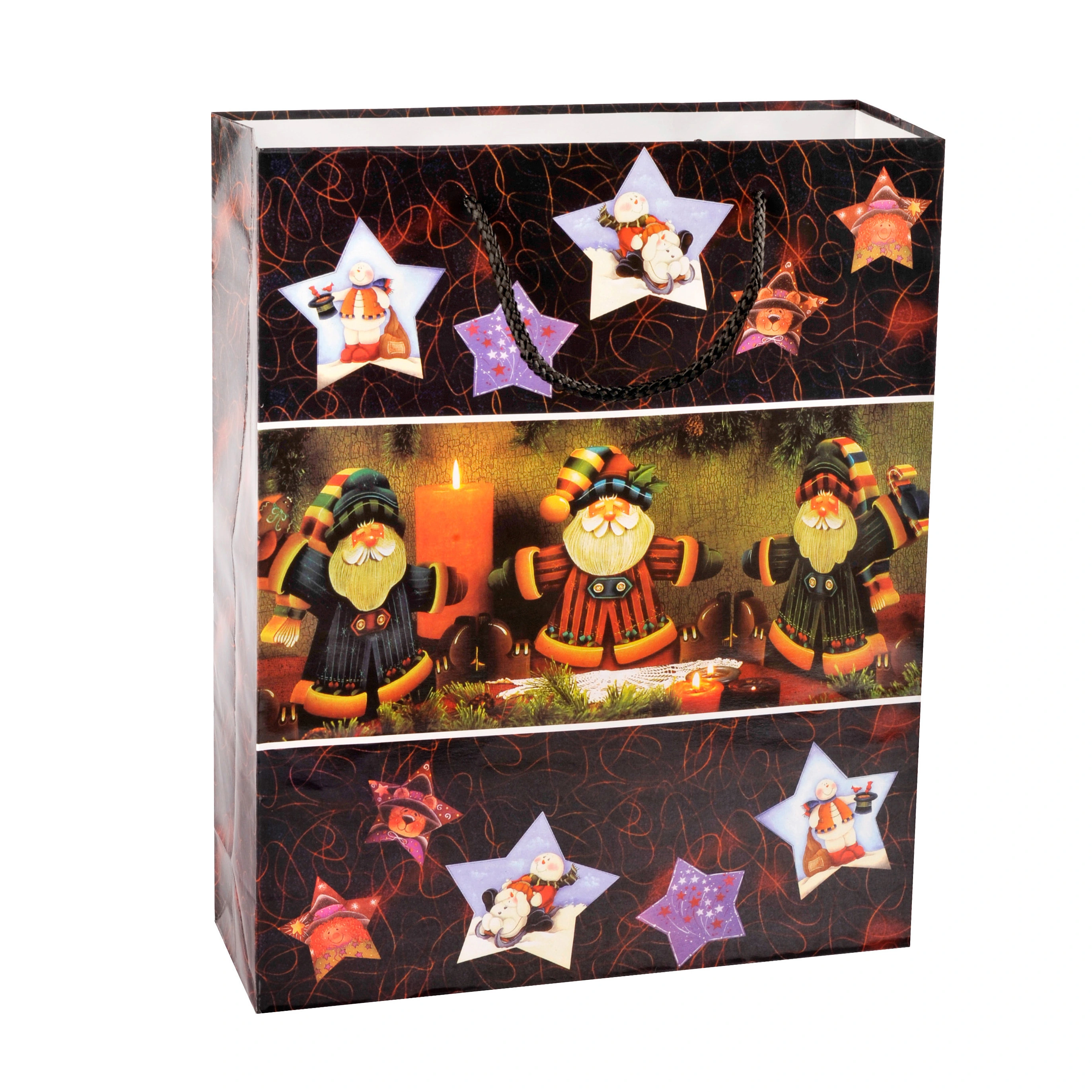 Bolsa de papel de embalaje de regalo de Navidad duradera personalizada con manijas de cuerda 2