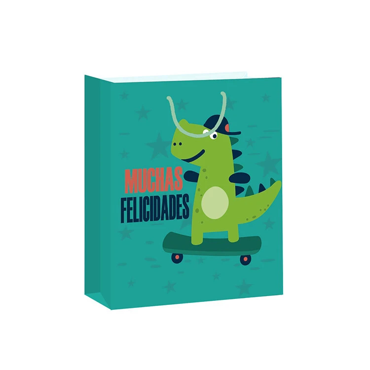2019 Special Design Chromatic Cartoon Animal Durable Paper Gift Bag With Handles 1