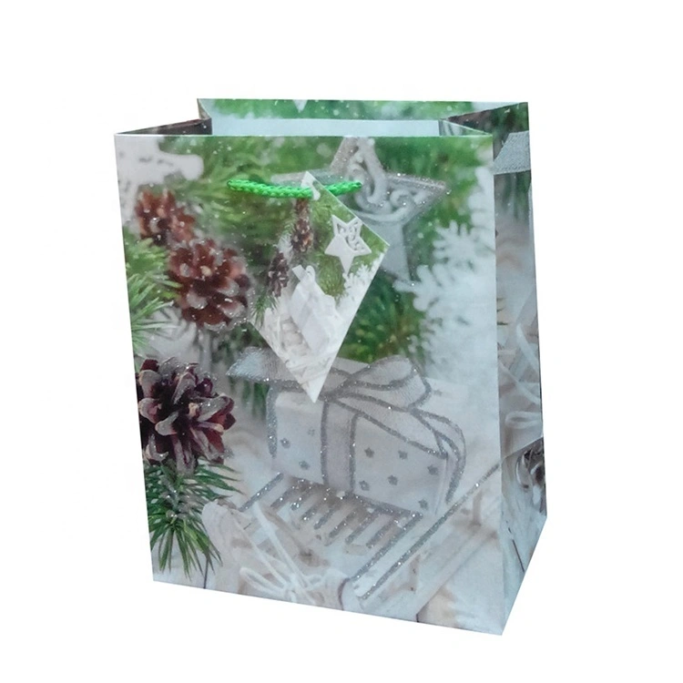 2019 High Quality Recycle Colorful Carrier Handmade Green Wedding Square Paper Gift Bags 1