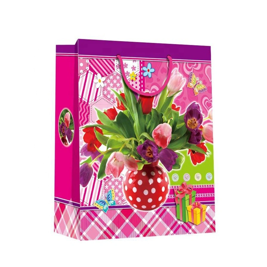 2019 Promotional Pink Eco-friendly DurableFancy Square Paper Shopping Bags For Women 1