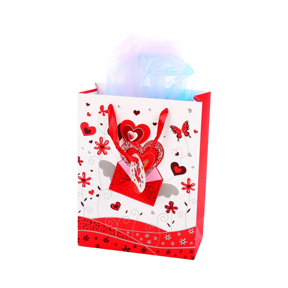 Bolso rojo impreso festivo de encargo durable ambiental del regalo del papel del partido con la impresión del logotipo 2