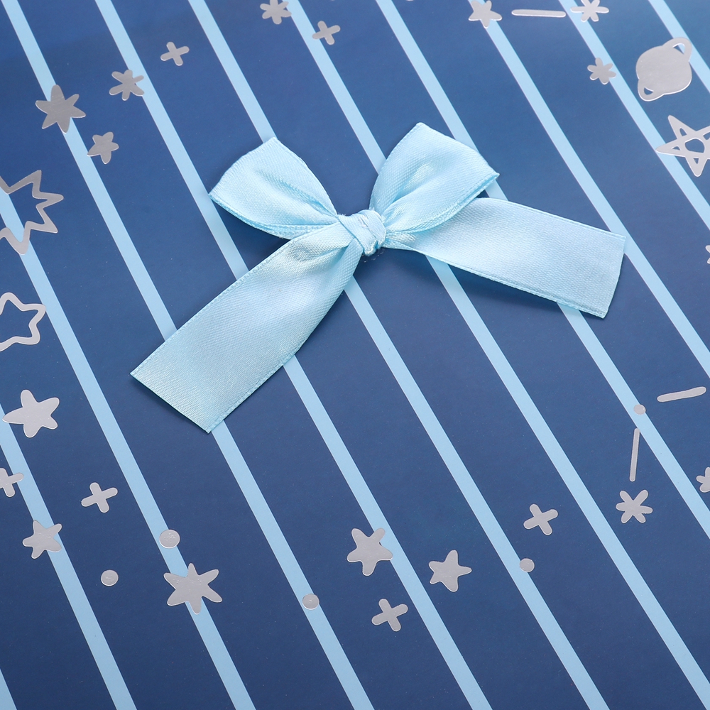Simple Hot Sell Blue Striped Paper Bag With Handles Shopping Merchandise Party Gift Bags 5