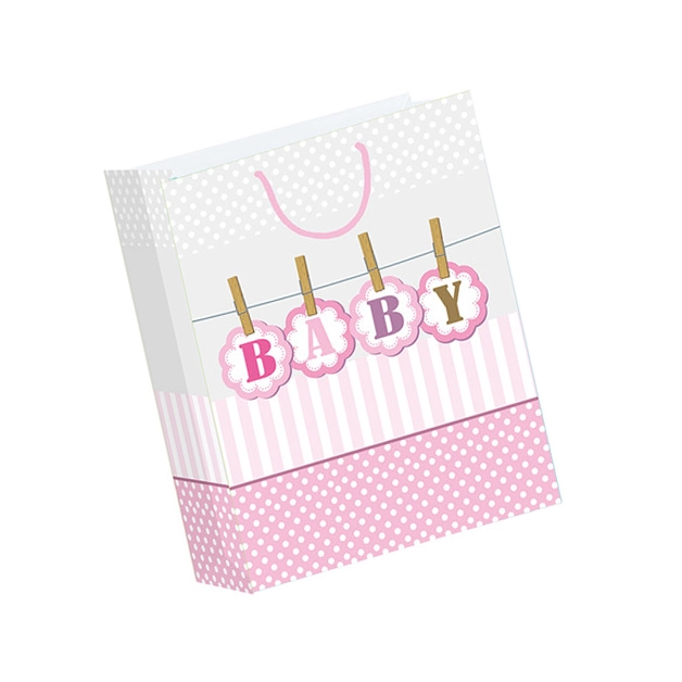 Semplice sacchetto di carta regalo per bambini con stampa riciclata a basso prezzo con manico 1