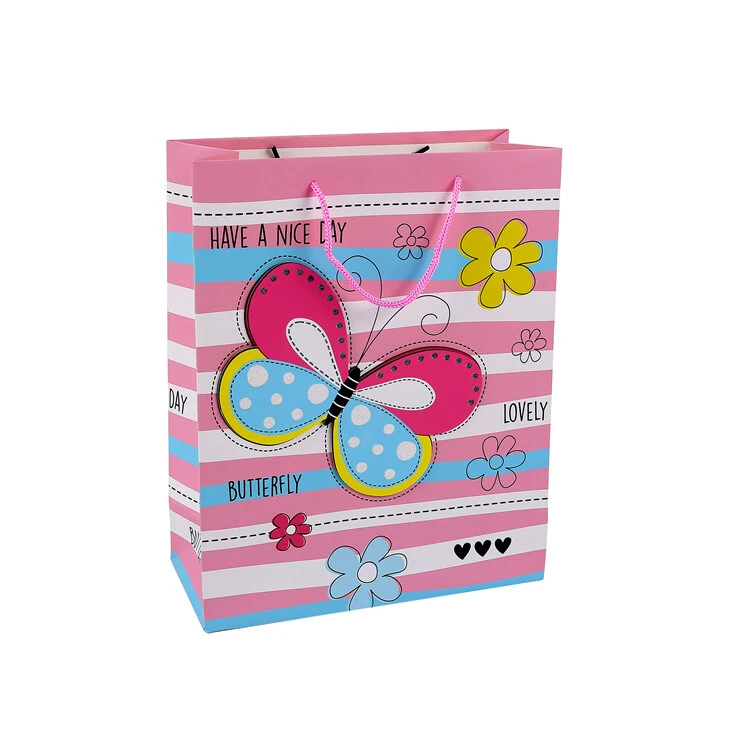 Venta caliente 3D Bowknot Durable Bolsas de regalo de papel Kraft con mango torcido1 3