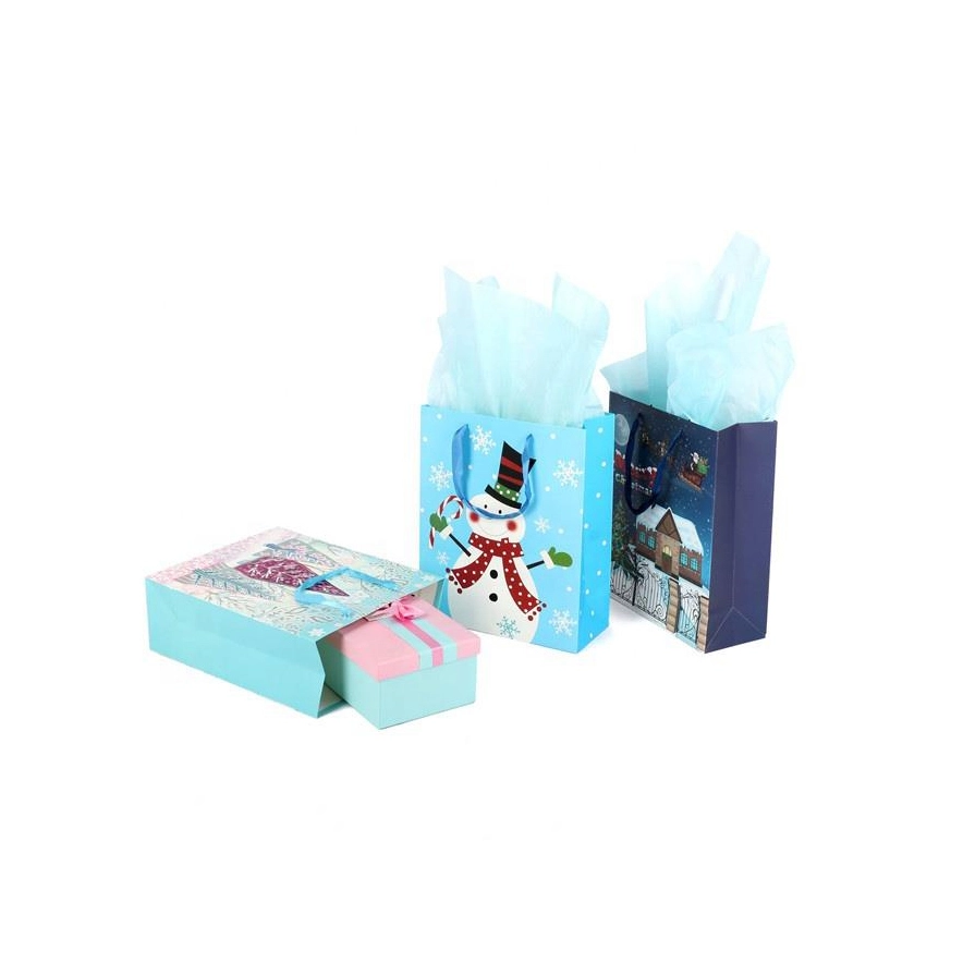 Hot Sale Recyclable Usable Custom Logo CMYK Bulk Gift Bag 3D With Handles 1