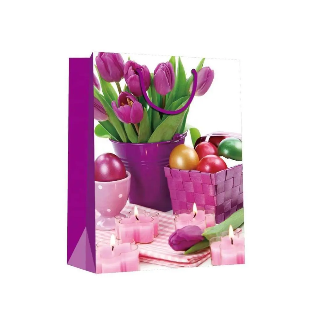 2019 Fancy Foldable Coated Gift Paper Shopping Bag With PP Rope Handles 1