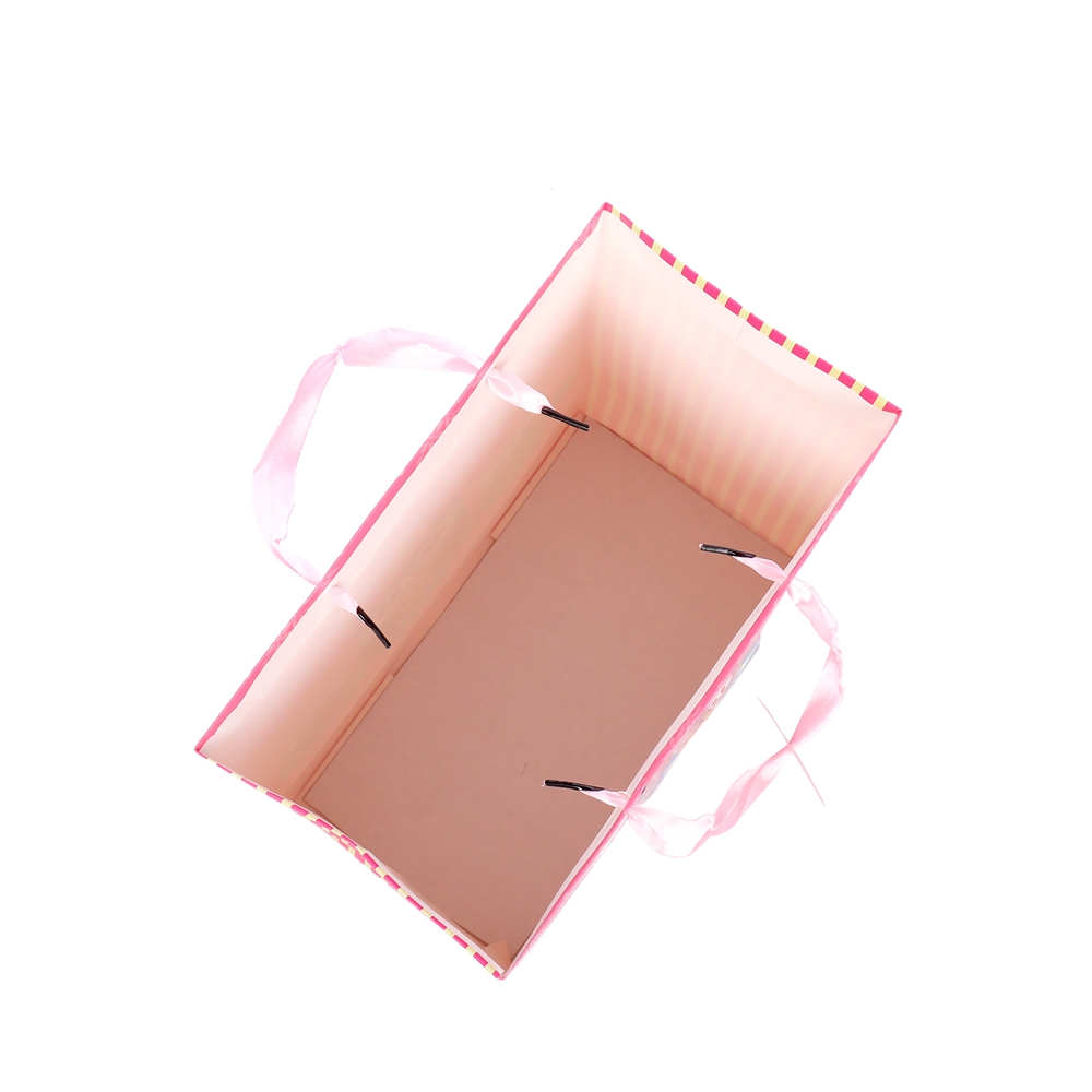 2019 Luxury Foldable Colorful Handmade Pink Wine Gift Package Paper Gift Bag With Handle 2