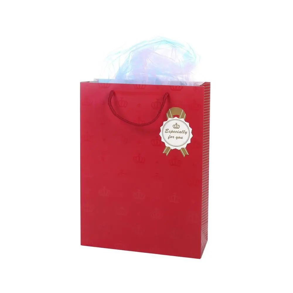 Wholesale Recycled Durable Cheap Red Paper Wrapping Bags With Handles For Gifts Packaging 1