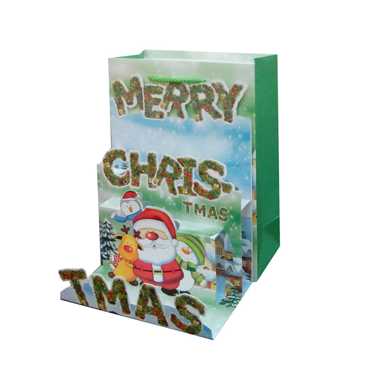 High Quality Decorative Handmade Custom Logo Printing Christmas Paper Gift Bag, Cheap Paper Shopping Bag 1