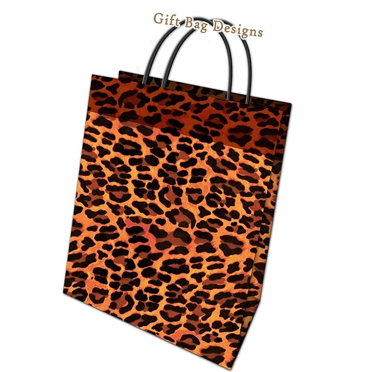 Bolsos de mano de papel prominentes resistentes para compras con estampado de leopardo al por mayor de nuevos productos 1