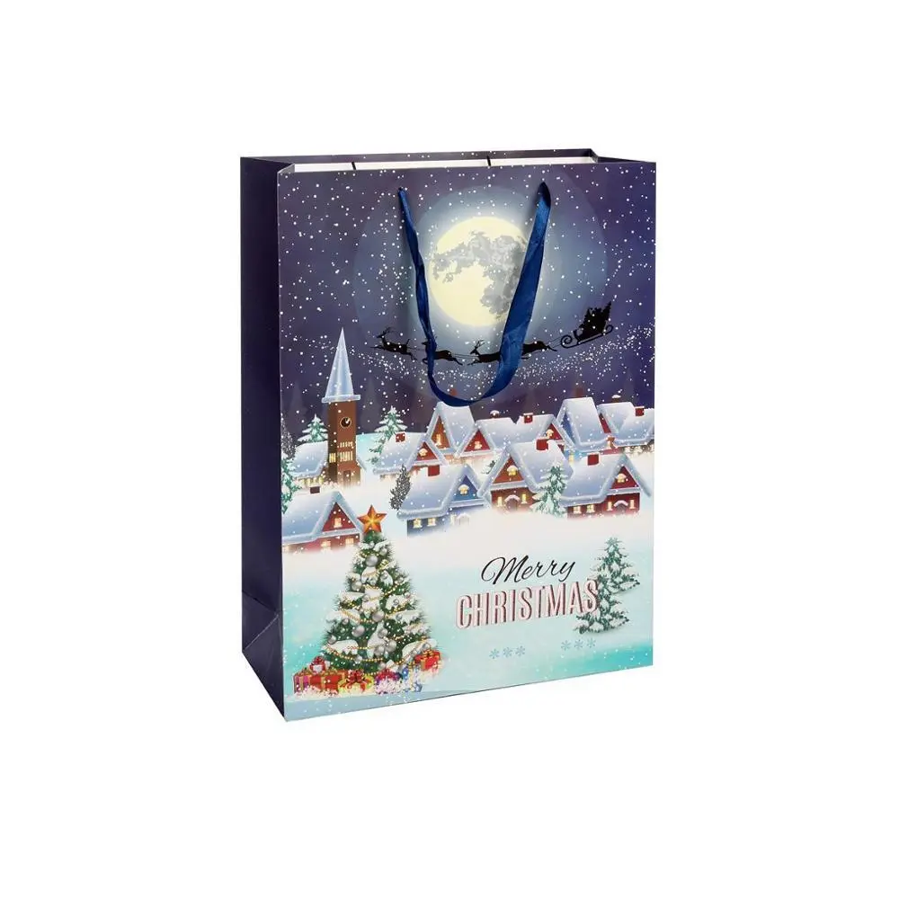 Sacs cadeaux en papier kraft biodégradables imprimés avec logo de dessin animé créatif personnalisé avec conception de Noël 1