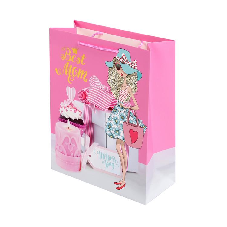 Hot Sale Custom Colorful Fancy Wine Bottle Mother's Day Gift Shopping Paper Bags With Flower Printed 5