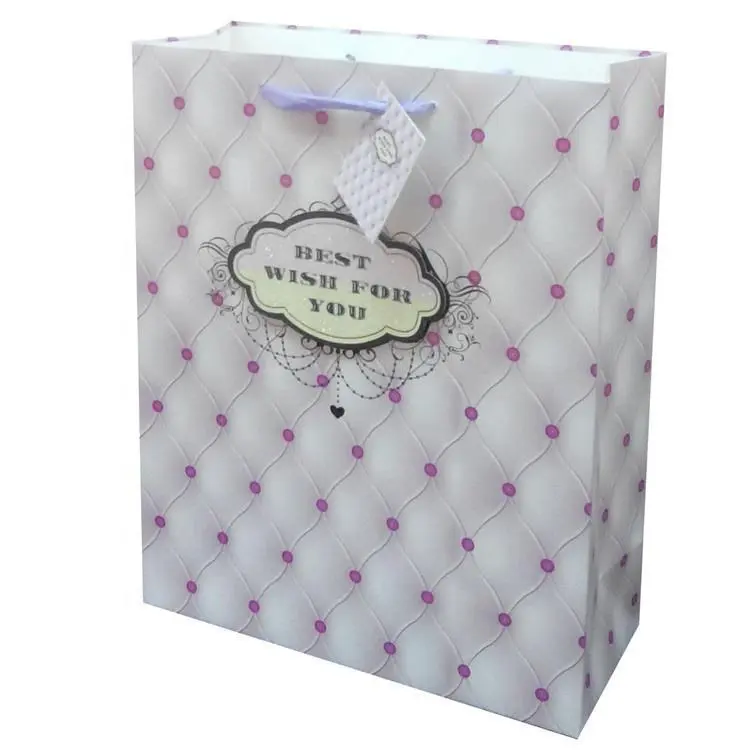 Bolsa de papel navideña de fondo cuadrado resistente contratada de nuevo diseño con carácter 3
