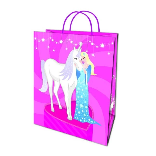Commerce de gros de luxe durable pliant rose mignon joyeux anniversaire sac cadeau en papier 3