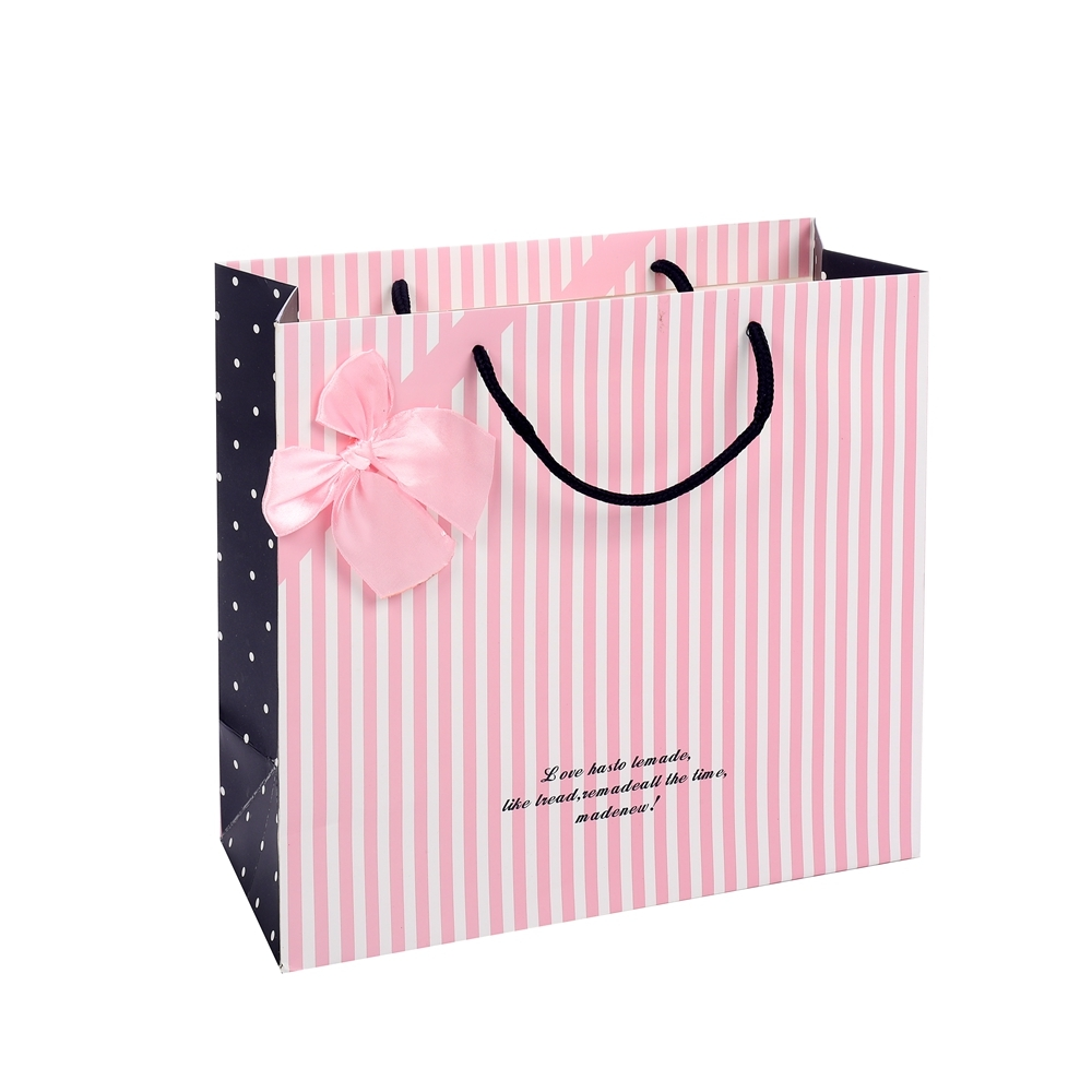 Sacs d'emballage en papier Kraft à rayures rectangulaires roses, Design Simple, offre spéciale 1