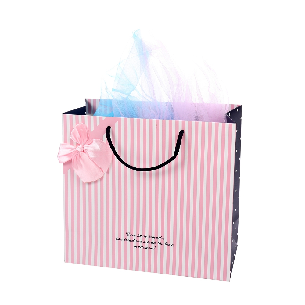 Sacs d'emballage en papier Kraft à rayures rectangulaires roses, Design Simple, offre spéciale 2