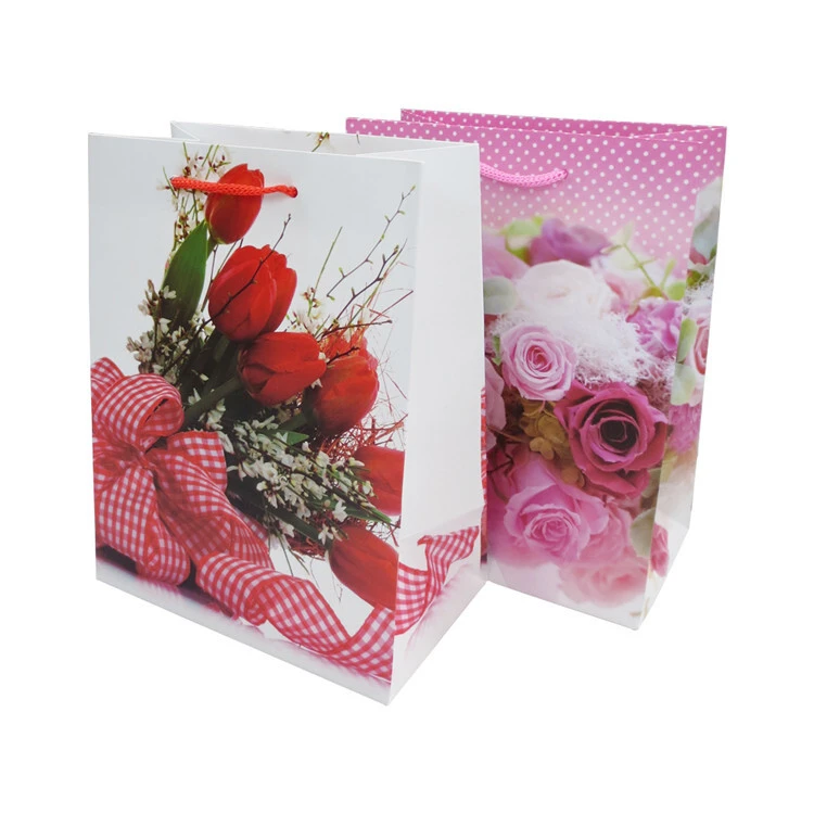 Different types paper recycle gift paskaging bag workmanship floral paper shopper bag 1