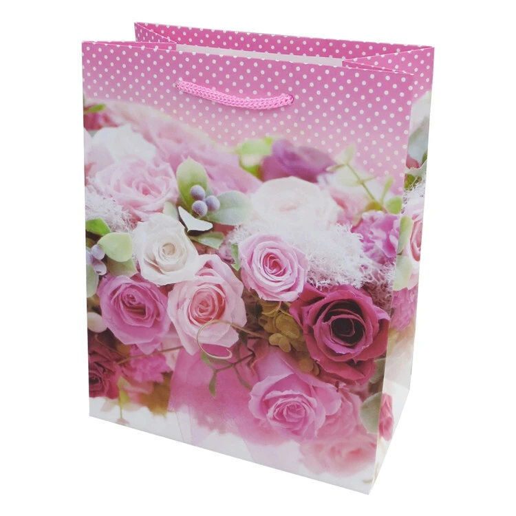 Factory supply paper shopping bag luxury exquisite high quality floral shopping paper bag 1