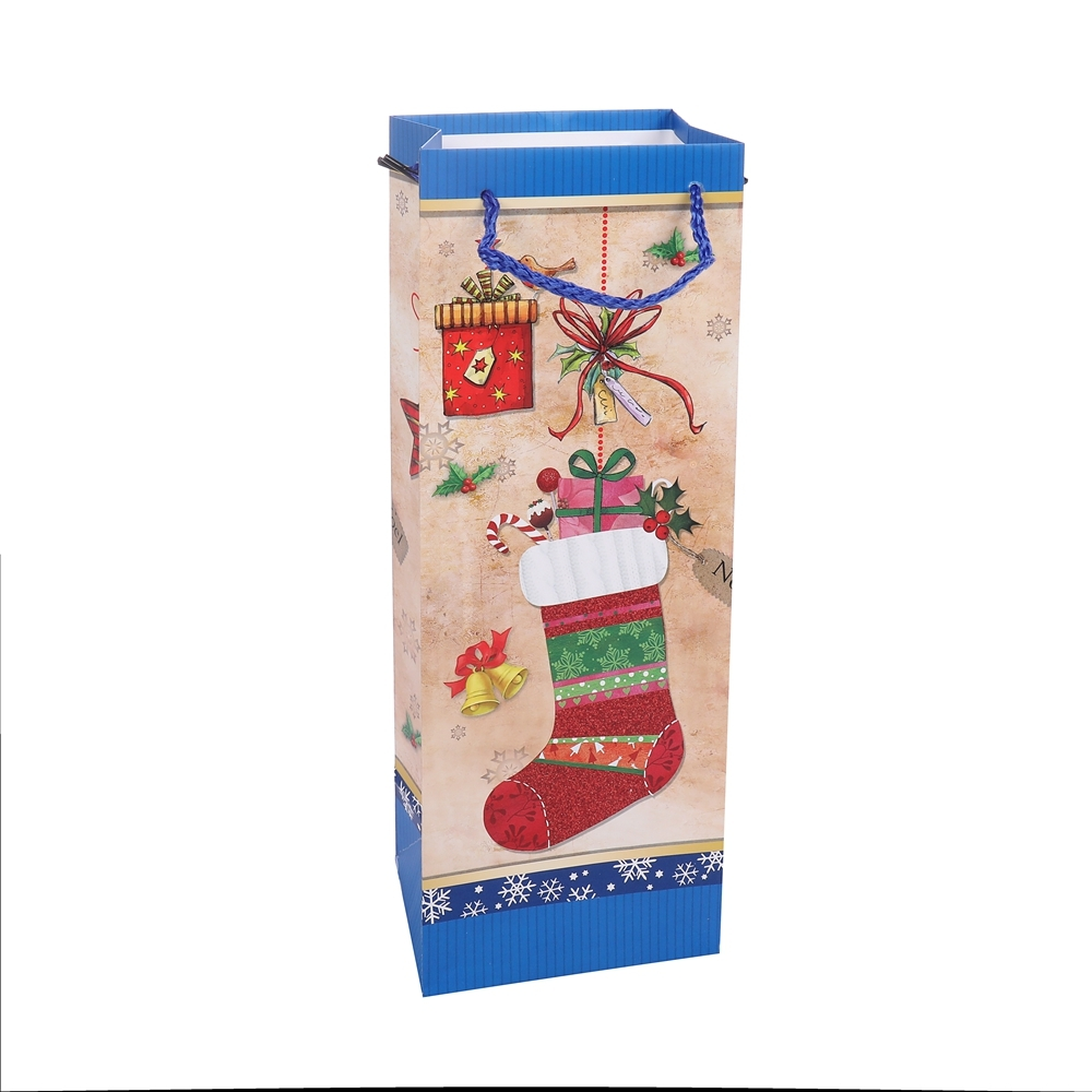 Wholesale TOP Quality Reusable Custom Logo Printing Christmas Stocking Kraft Paper Bag 1