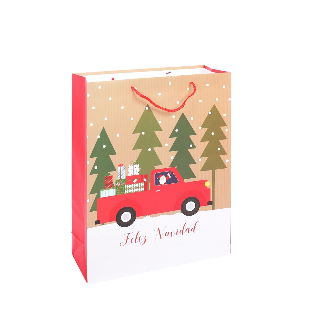 Hot Sale Custom Printing Mini Folding Christmas Party Packaging Paper Gift Bag With Rope Handle 1