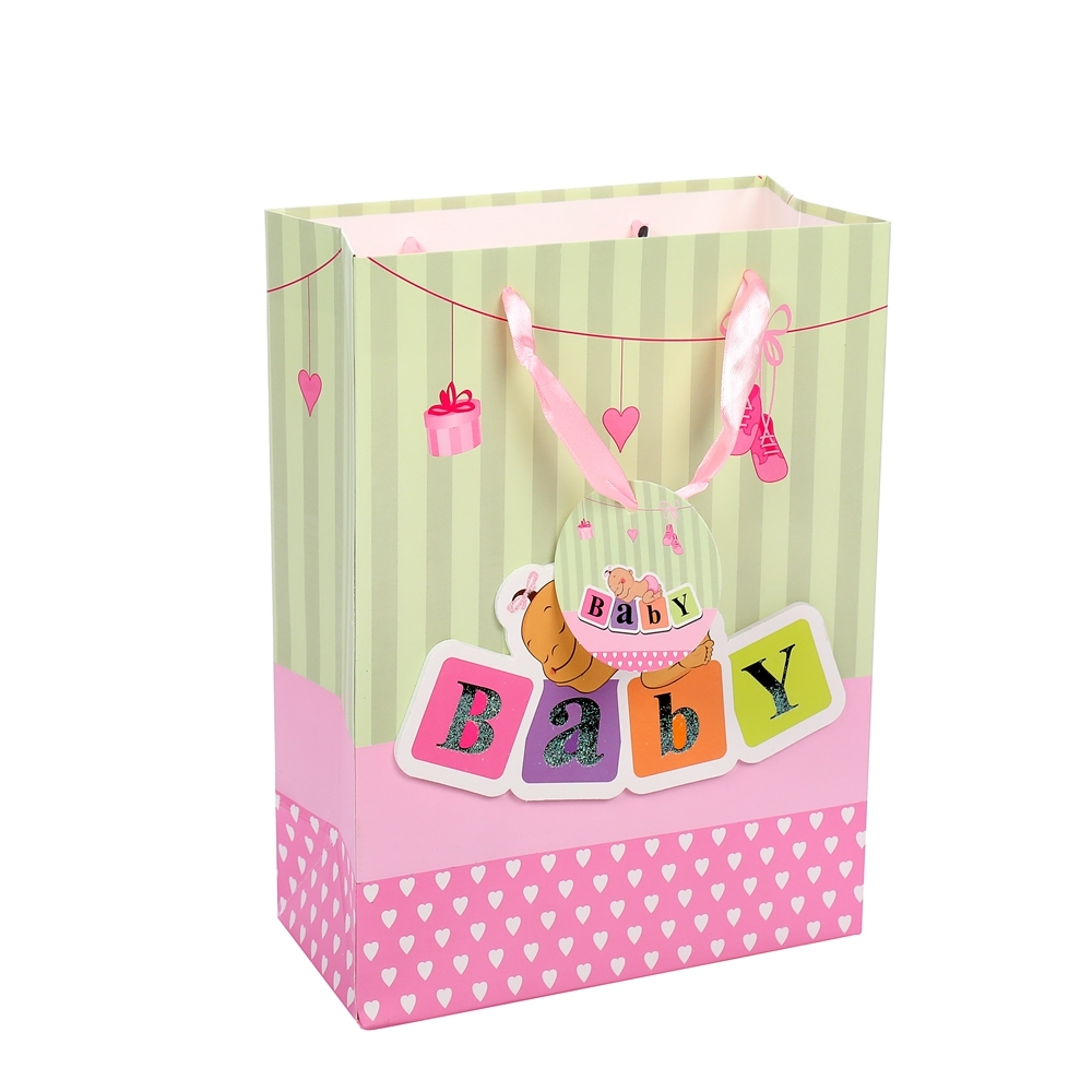 Лучшие продажи Baby Shower Easy Carry Упаковочные сумки для покупок с круглой этикеткой 1